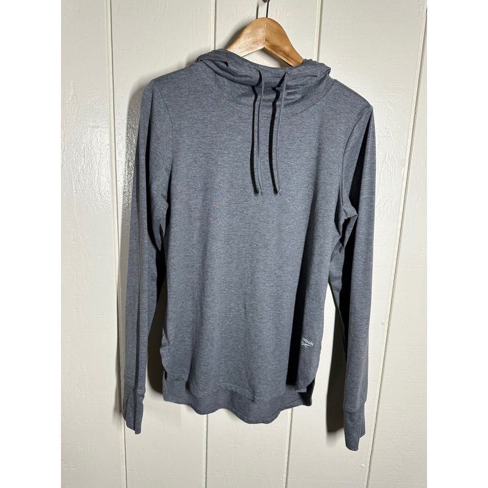 Reebok Hoodie Women Medium Gray Pullover Activewear Thumbhole Cuffs 7562